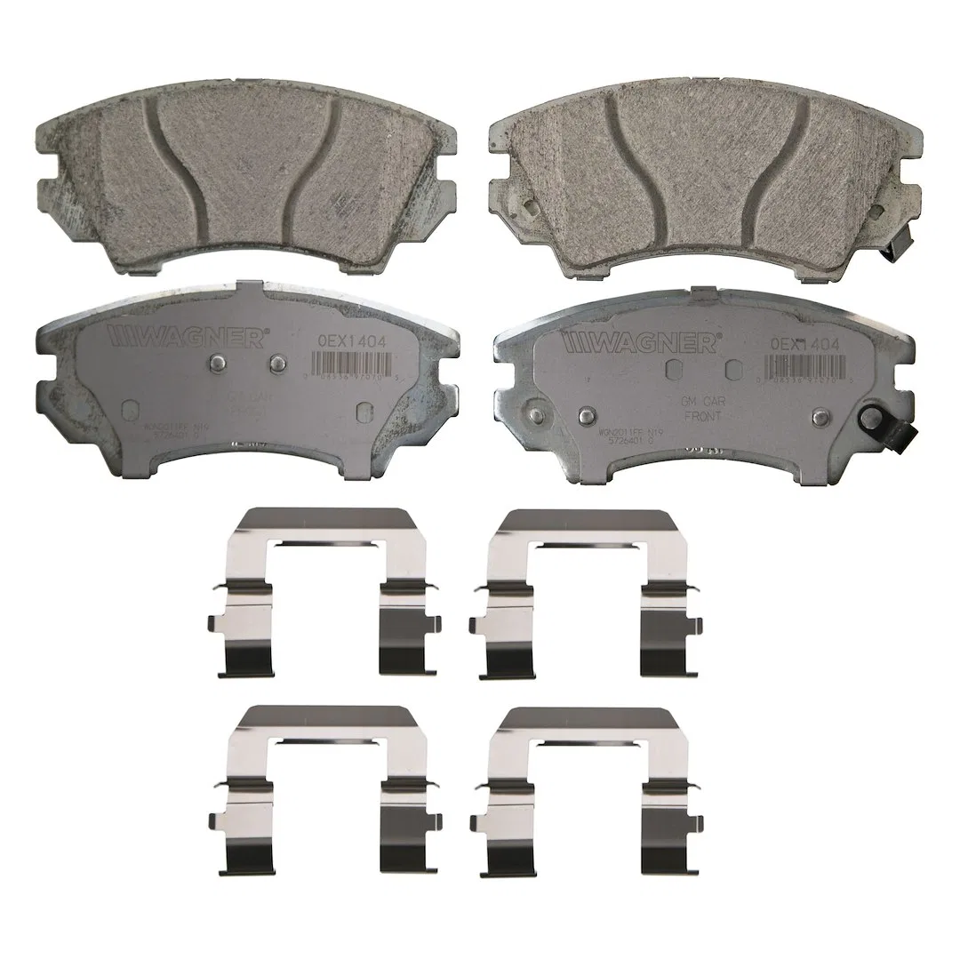 OEX1404 – WAGNER BRAKE Brake Pad, FMSI Number D1404-8512 Ceramic Set Of 4 With Pad Shims/ Abutment Clips/ Pad Wear Se...